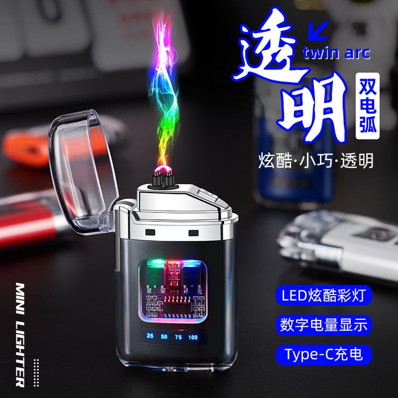 Internet Celebrous Transparent Charging Lighter Portable Outdoor Waterproof Pulse Cigarette Lighter Type-C Charging Cigarette Lighter - Image 2